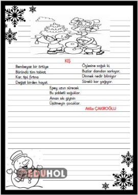 KIŞ ŞİİRİ GÜZEL YAZI ÇALIŞMASI(BOYAMALI)