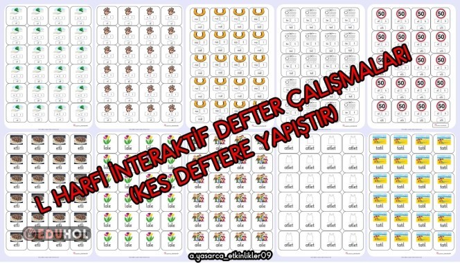 L HARFİ İnteraktif Defter Çalışmaları (Kes Deftere Yapıştır)