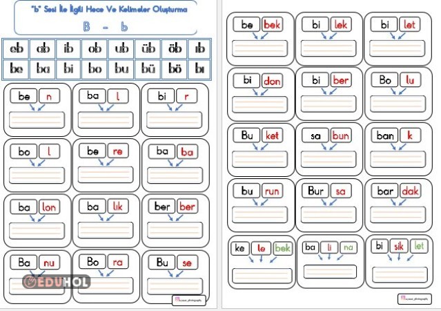 'B' Sesi İle İlgili Hece Ve Ke... · Eduhol - Etkinlik İndir Oyun Oyna ...