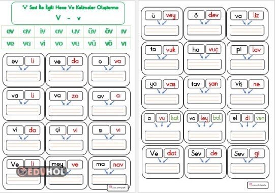 'V' Harfi Hece Ve Kelimeleri Ç... · Eduhol - Etkinlik İndir Oyun Oyna ...