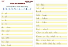 K HARFİ HECE VE KELİMELERİ ÇALIŞMA KAĞIDI