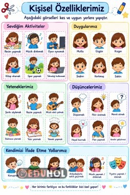 Özel Eğitim Hayat Bilgisi Kişisel Özelliklerimiz kes yapıştır etkinliği