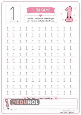 Özel Eğitim Matematik 1-9 arası noktalı rakam çalışması