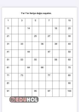 Özel Eğitim matematik 1'er ritmik sayma