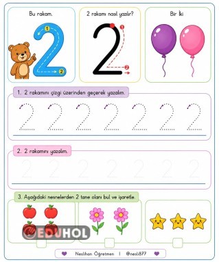 Özel Eğitim Matematik 2 rakamını öğreniyorum etkinliği