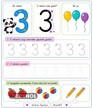 Özel Eğitim Matematik 3 rakamını öğreniyorum
