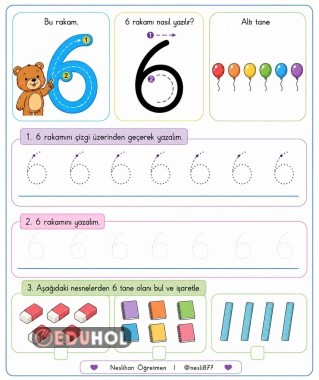 Özel eğitim matematik 6 rakamını öğreniyorum etkinliği