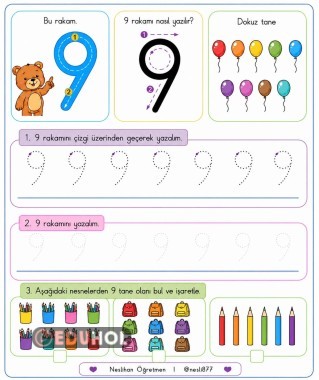Özel Eğitim matematik 9 rakamını öğreniyorum