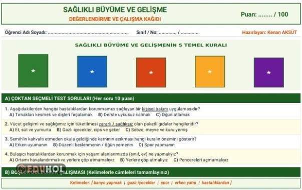 2.Sınıf_Hayat_Bilgisi_2_Sağlıklı_Büyüme_Çoklu_degerlendirme_sayfasi