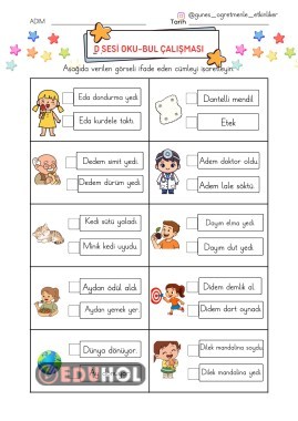 1. Sınıf D Sesi Okuma Anlama Etkinlikleri