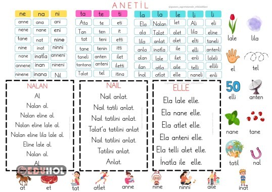 1.SINIF ANETİL HECE VE METİNLERİ