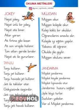 1.SINIF J SESİ OKUMA ANLAMA METİNLERİ