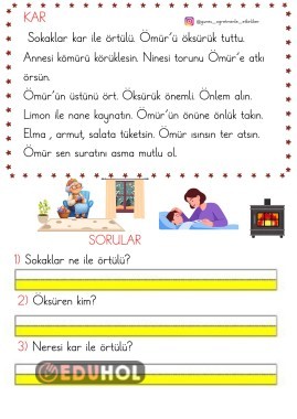 1.SINIF Ö SESİ OKUMA ANLAMA METİNLERİ