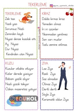 1.SINIF Z SESİ TEKERLEME VE METİNLERİ