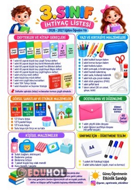 3.Sınıf ihtiyaç listesi
