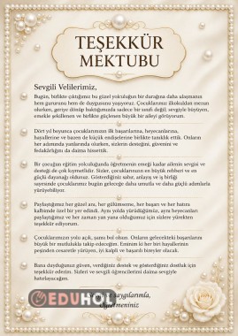 4. Sınıf Veliye Teşekkür Mektubu