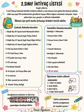2.sınıf ihtiyaç listesi