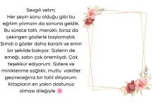 Velilerimize Teşekkür Mektubu :)