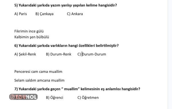 3.Sınıf Deneme Sınavı