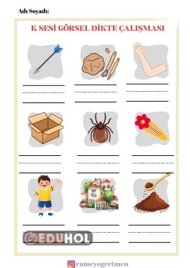 K SESİ GÖRSEL DİKTE ÇALIŞMASI