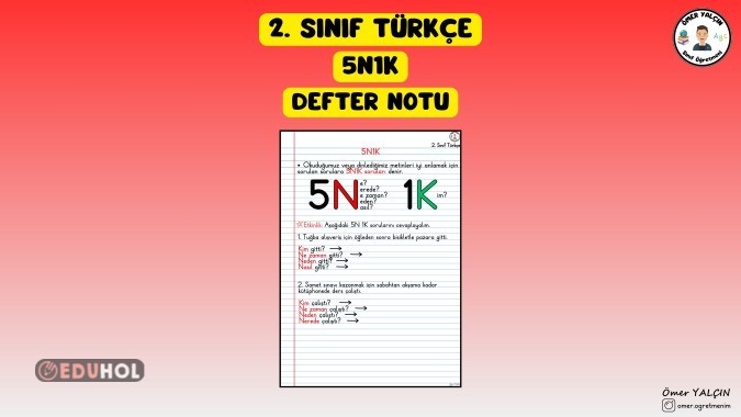 2. SINIF TÜRKÇE 5N1K DEFTER NOTU