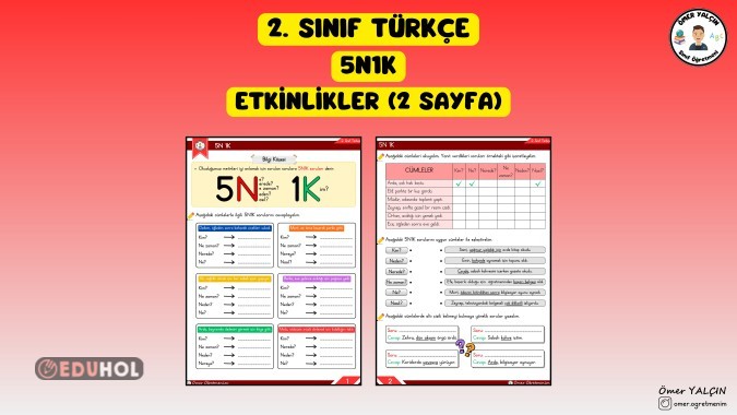2. SINIF TÜRKÇE 5N1K ETKİNLİKLER (2 SAYFA)