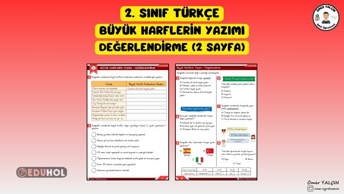 2. SINIF TÜRKÇE BÜYÜK HARFLERİN YAZIMI DEĞERLENDİRME (2 SAYFA)