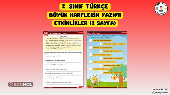 2. SINIF TÜRKÇE BÜYÜK HARFLERİN YAZIMI ETKİNLİKLER (2 SAYFA)