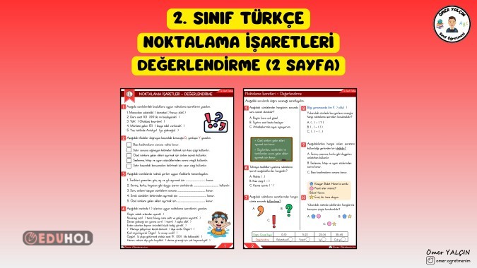 2. SINIF TÜRKÇE NOKTALAMA İŞARETLERİ DEĞERLENDİRME (2 SAYFA)