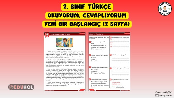 2. SINIF TÜRKÇE YENİ BİR BAŞLANGIÇ OKUMA ANLAMA ETKİNLİĞİ (2 SAYFA)