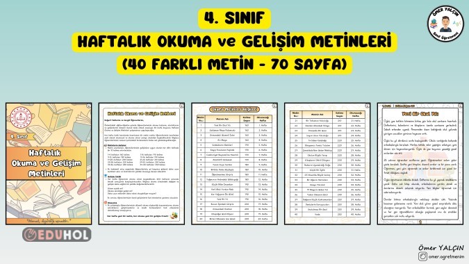 4. SINIF HAFTALIK OKUMA VE GELİŞİM METİNLERİ (70 SAYFA)