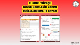 2. SINIF TÜRKÇE BÜYÜK HARFLERİN YAZIMI DEĞERLENDİRME (2 SAYFA)