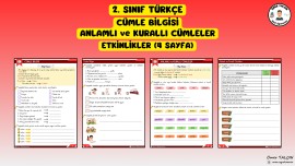 2. SINIF TÜRKÇE CÜMLE BİLGİSİ - ANLAMLI VE KURALLI CÜMLELER ETKİNLİKLER (4 SAYFA)