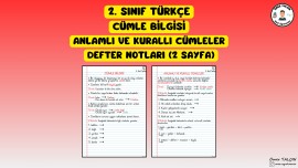 2. SINIF TÜRKÇE CÜMLE BİLGİSİ DEFTER NOTLARI (2 SAYFA)