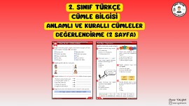 2. SINIF TÜRKÇE CÜMLE BİLGİSİ DEĞERLENDİRME (2 SAYFA)