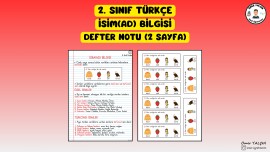 2. SINIF TÜRKÇE İSİM(AD) BİLGİSİ DEFTER NOTU (2 SAYFA)