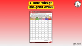 2. SINIF TÜRKÇE İSİM-ŞEHİR OYUNU