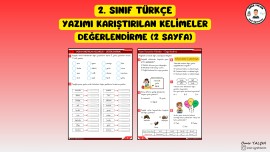2. SINIF TÜRKÇE YAZIMI KARIŞTIRILAN KELİMELER DEĞERLENDİRME (2 SAYFA)