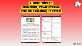 2. SINIF TÜRKÇE YENİ BİR BAŞLANGIÇ OKUMA ANLAMA ETKİNLİĞİ (2 SAYFA)
