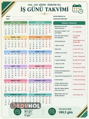 2026-2027 iş günü takvimi