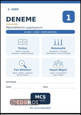 3.Sınıf Deneme-optik formlu-Çözümlü cevapları