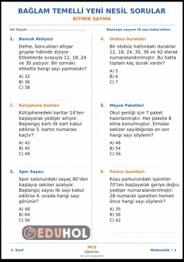 3.sınıf ritmik sayma yeni nesil Sorular ve cevaplar