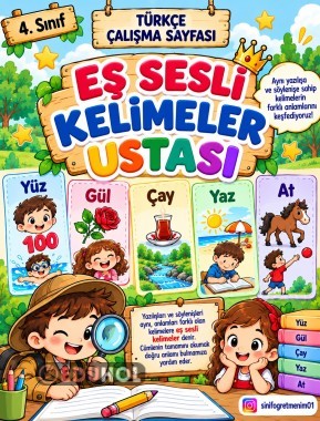 EŞ SESLİ KELİMELER ETK 10 ADET
