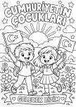 Cumhuriyetin Çocukları boyama sayfası