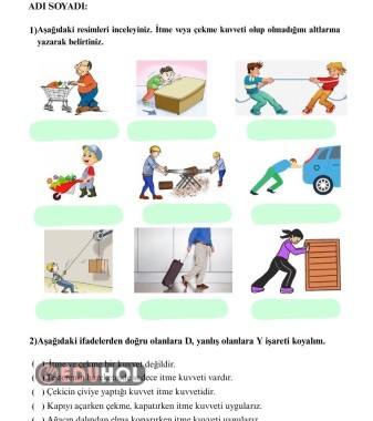 İtme ve Çekme Kuvveti Çalışma Kağıdı