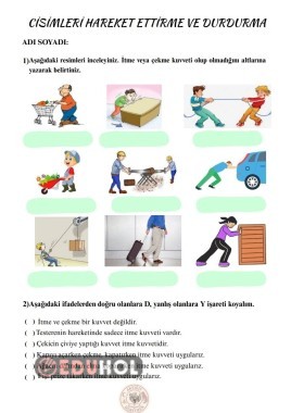 İtme ve çekme kuvveti çalışma kağıdı