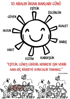 10 Aralık Dünya İnsan Hakları Günü boyama sayfası