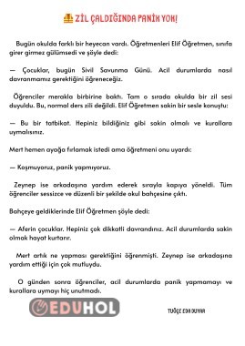 28 Şubat Sivil Savunma Günü İle ilgili okuma anlama çalışması