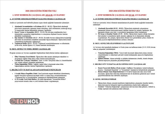 4.sınıf Rehberlik raporları(aralık,ocak,dönemsonu)