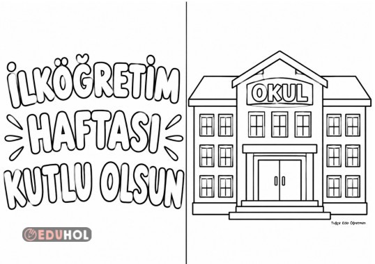 İlköğretim Haftası Boyama Sayfaları 2 Adet